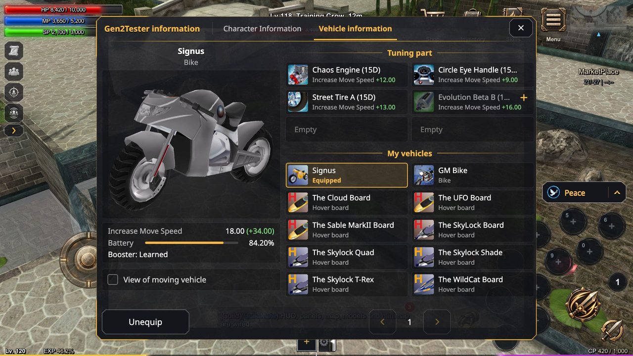 Vehicle window with a bike and its tuning parts